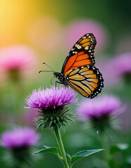 Obraz premium Butterfly on a Blooming Flower – Nature Close-Up