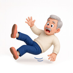 おじいさんが、すべって転んでしまった姿