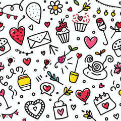 Cute Valentine's Day Doodle Pattern