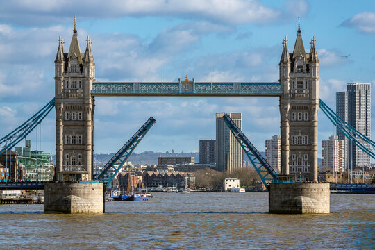 Tower Bridge Fully Open with No Boat Visible
