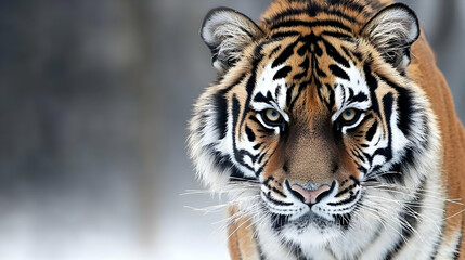 Fototapeta premium Tiger Portrait In Snowy Forest