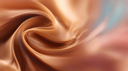 Flowing fabric in gentle peach and cream tones showcases a luxurious texture, creating an elegant visual appeal