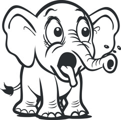 A playful cartoon elephant with big ears and a surprised expression, perfect for kids' illustrations.