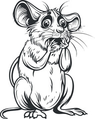 A cute cartoon mouse with a surprised expression, perfect for children's illustrations or whimsical art.