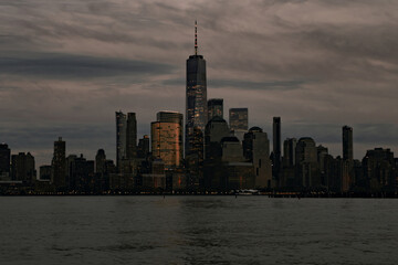 Fototapeta premium New York skyline of World Trade Center. Downtown Manhattan. Urban lifestyle in New York. Urban city life. Manhattan skyline. WTC.