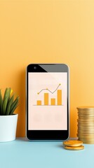 Mobile analysis of financial growth business environment digital content modern office informative perspective