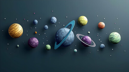Fototapeta premium Pixelated Planets In Space