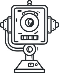 A playful cartoon robot illustration featuring a friendly face and unique design elements.