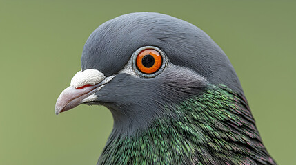 Close-Up of a Majestic Pigeon with Striking Colorful Features
