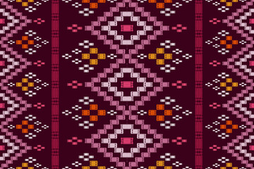 Ikat seamless pattern, doodle pattern style, textile embroidery seamless pattern. 
