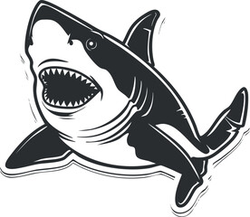 A stylized illustration of a shark showcasing its sharp teeth and streamlined body.