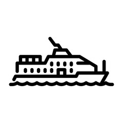 high speed craft filled outline icon. High speed vessel color line illustration.