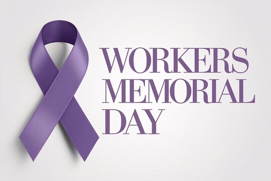 Purple ribbon symbolizes remembrance on Workers Memorial Day, a day for honoring fallen workers worldwide. - Powered by Adobe
