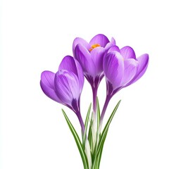 Naklejka premium Vibrant spring crocus blooms bring a splash of purple to any setting. These delightful flowers are perfect for brightening up spring.