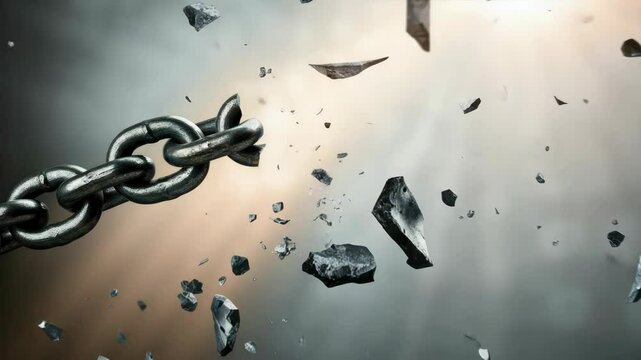 Breaking chain symbolizes freedom, breaking free, liberation