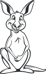 A cheerful cartoon kangaroo character smiling and showcasing a playful demeanor in a friendly illustration.