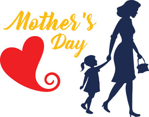 Faceless Silhouette of Mom with Kids – Mother's Day Art
