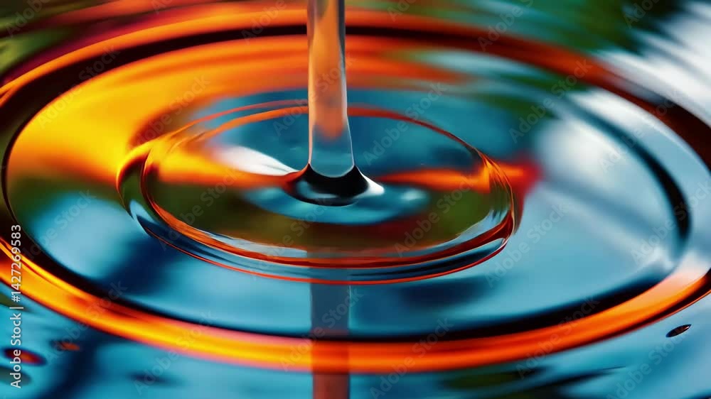 Poster colorful water ripple animation showing dynamic reflections and drops in high definition, showcasing