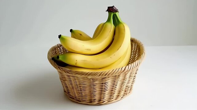Seven Green Apples in Woven Basket on White Background Rotating Stock Video Footage