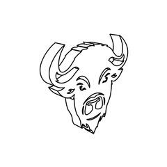 The outline of a large buffalo logo is made with black lines. 3D view of the object in perspective. Vector illustration on white background