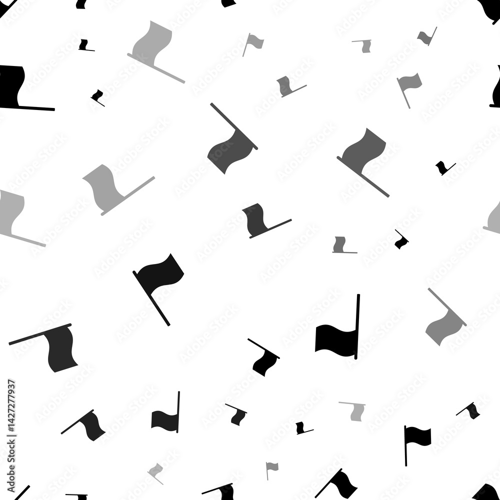 Poster seamless vector pattern with flag symbols, creating a creative monochrome background with rotated el