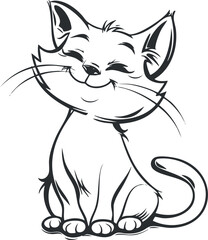 A cute smiling kitten illustration, perfect for pet lovers and children's artwork.