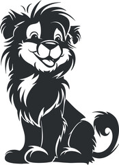 A cute cartoon dog character with a playful expression and fluffy fur in a friendly pose.