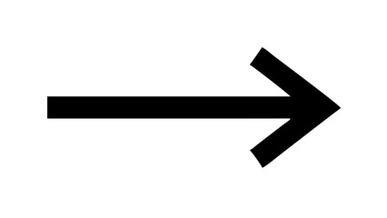 A simple black arrow pointing to the right direction on a white background in a minimalist style