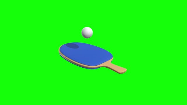 Table Tennis Racket Loading Animated 3D Icon with green screen