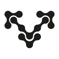 Droplet cluster icon. Fluid tech shape. Abstract rounded vector. Symmetrical organic form.