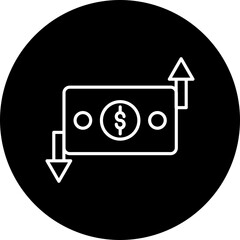 Money Transfer Vector Line Black Circle Icon Design