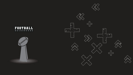 Modern Football Background with Trophy and Abstract Elements in Dark Sport Theme Vector Design