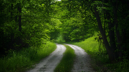 Fototapeta premium Forest Path With Sparkling Light In Summer