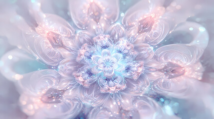 Fototapeta premium Abstract fractal background, glossy violet-cyan flower. Fractal Bloom. Illustration