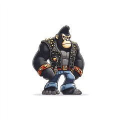 gorilla biker wearing leather vest