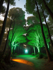 Naklejka premium Glowing Forest Pathway