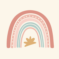 Hand Drawn Pastel Boho Rainbow Illustration. Perfect for Wall Art, Social Media, and Greeting Card Design