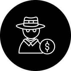 Fraud  Vector Line Black Circle Icon Design