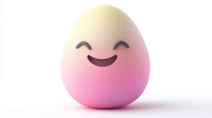 Fototapeta premium 3D Easter Egg Emoji Sticker with Happy Face and Pastel Gradient, Glossy Texture, Isolated on White, Ultra HD, Generated AI 