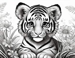 Ausmalbild Tigerbaby