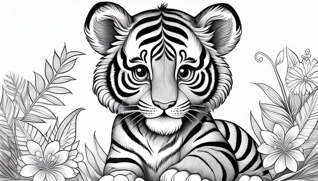 Ausmalbild Tigerbaby