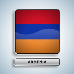 Armenia flag square button Isolated on color gradient background. Exclusive Icon flag