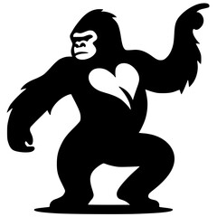 Silhouette of a gorilla in a funny pose