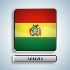 Fototapeta premium Bolivia flag square button Isolated on color gradient background. Exclusive Icon flag