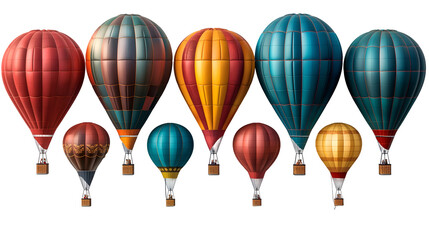 Obraz premium Vintage Hot Air Balloons Colorful Aerial Travel Illustration for Summer Themes.