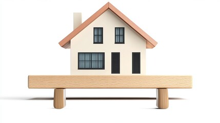 Modern House Model on Wooden Platform Architectural Design Home Sweet Home Real Estate Property Illustration Building Structure Residential Cottage New Home Construction Dream House Homeowner         