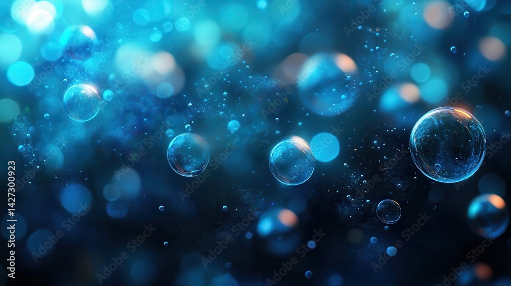 Aufkleber Bubbles floating in a vibrant space filled with soft light and dreamlike colors