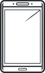 A simple outline illustration of a smartphone showcasing its sleek design and blank screen.