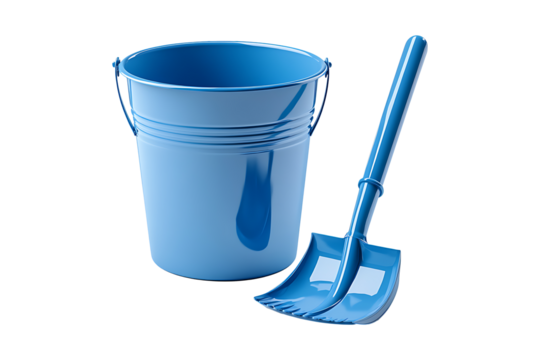 A Blue Bucket and Shovel Duo isolated on transparent background
 - Powered by Adobe