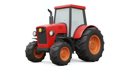 Cartoon red tractor illustration for agriculture